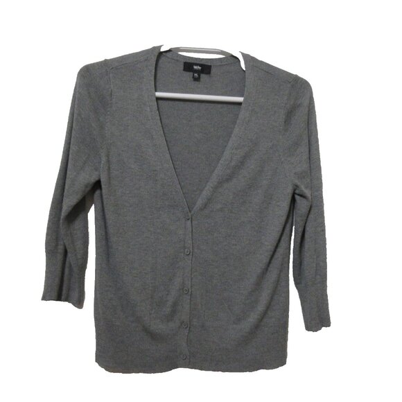 Mossimo Cardigan Sweater XL Deep V-Neck Button Front Gray Long Sleeve Super Soft - Picture 1 of 5